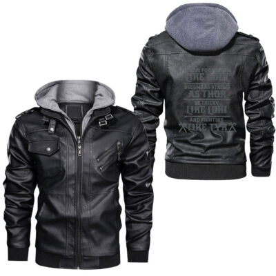 Ligerking - Berserk Bear Warrior Odin Runes Norse Compass Viking Leather Jacket A35
