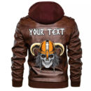 (Custom) Ligerking - Beard Skull Cross Axes Leather Jacket A35