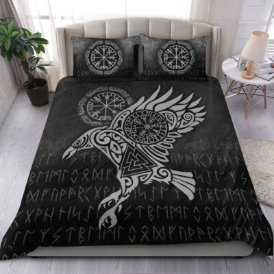 Ligerking Bedding Set - Raven Vegvisir Tattoo - Special Version Bedding Set A7