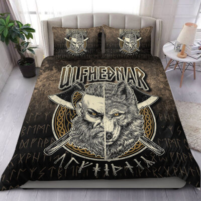 Ligerking Bedding Set - Norse Viking Wolf Ulfhednar Pagan Warrior Ulfhedinn Bedding Set A7