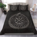 Ligerking Bedding Set - Viking Vegvisir with Ouroboros and Runes Bedding Set A7