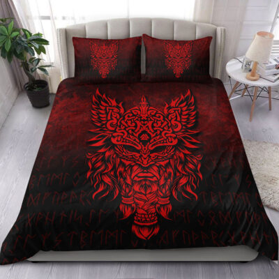 Ligerking Bedding Set - Odin The Allfather Asgard God And Chief Of Aesir - Red Version Bedding Set A7