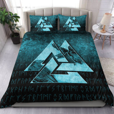 Ligerking Bedding Set - Huginn Muninn Ravens from Odin Viking - Cyan Version Bedding Set A7