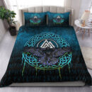 Ligerking Bedding Set - Valhalla Norse Mythology Raven Black Crow Viking - Cyan Version Bedding Set A7