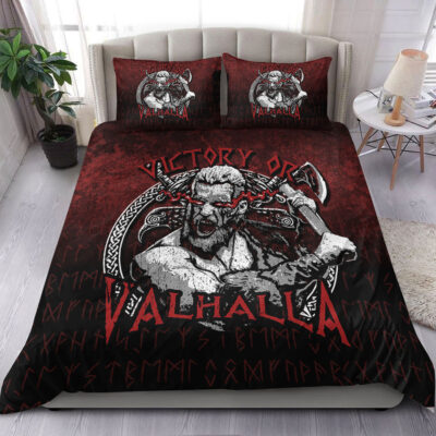 Ligerking Bedding Set - Axe Warrior Raven Odin Thor Victory Or Valhalla Bedding Set A7
