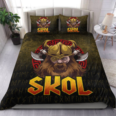 Ligerking Bedding Set - Skol Viking Beer Norse Mythology Warrior Drinking Bedding Set A7