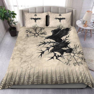 Ligerking Bedding Set - Raven and Vegvisir Vintage Style Bedding Set A94