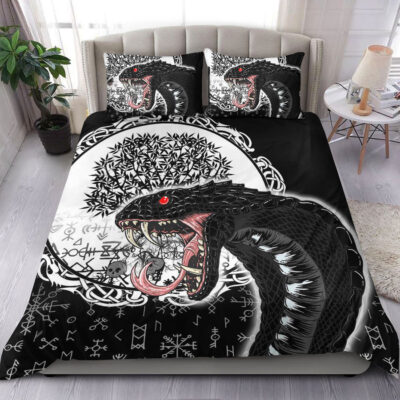 Ligerking Bedding Set - Jomngandr and Yggdrasil Black and White Bedding Set A35
