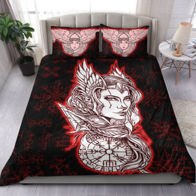Ligerking Bedding Set -Viking Valkyrie Red Bedding Set A95