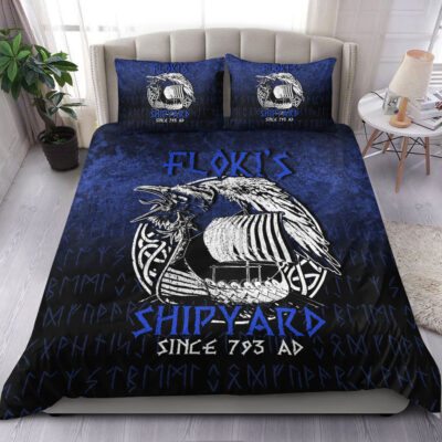 Ligerking Bedding Set - Kattegat Longboat Raven Norse Mythology Flokis Shipyard Bedding Set A7
