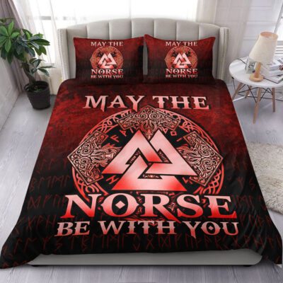 Ligerking Bedding Set - May The Norse Be With You Viking - Red Version Bedding Set A7