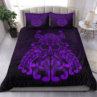 Ligerking Bedding Set - Vikings Odin Valhalla - Purple Version Bedding Set A7
