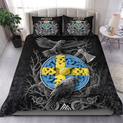 Ligerking Bedding Set - Sweden Raven Odin Viking Country Bedding Set A95