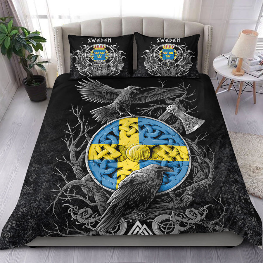 Ligerking Bedding Set - Sweden Raven Odin Viking Country Bedding Set A95