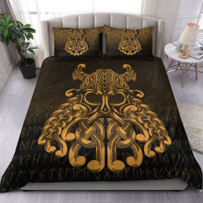 Ligerking Bedding Set - Vikings Odin Valhalla - Gold Version Bedding Set A7