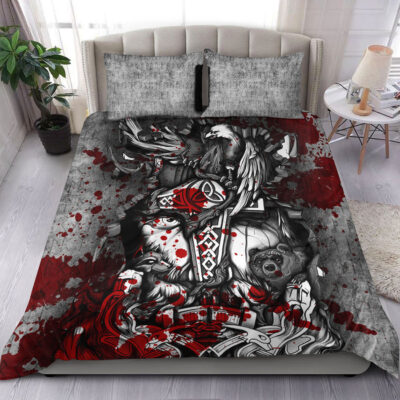 Ligerking Bedding Set - Viking Odin Wolf Bear Raven Blood Bedding Set A95