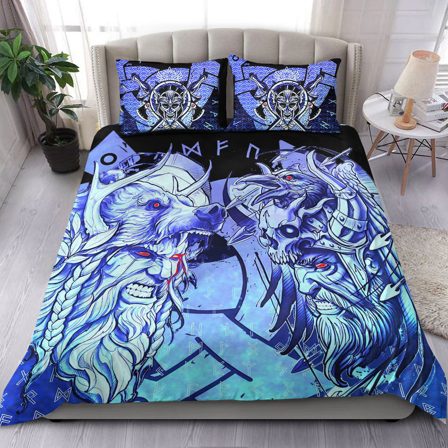 Ligerking Bedding Set - Norse Warrior Berserker Blue Bedding Set A94