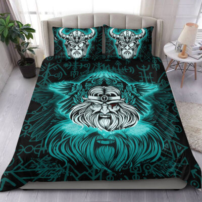 Ligerking Bedding Set -Viking Odin Turquoise Bedding Set A95
