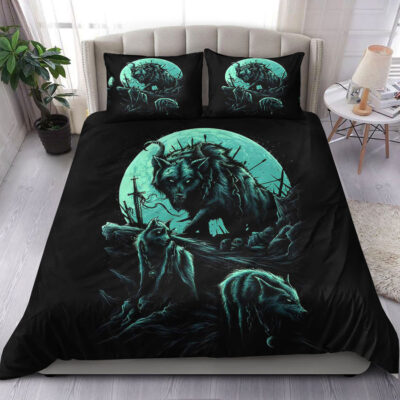 Ligerking Bedding Set - Fenrir Wolf and Moon Bedding Set A35