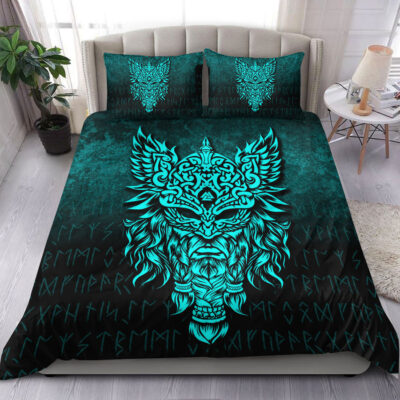 Ligerking Bedding Set - Odin The Allfather Asgard God And Chief Of Aesir - Cyan Version Bedding Set A7