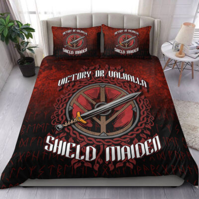 Ligerking Bedding Set - Victory or Valhalla Shield Maiden Bedding Set A7