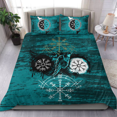 Ligerking Bedding Set - Raven of Odin and Symbol Ligerking Cyan Bedding Set A35
