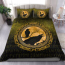 Ligerking Bedding Set - Vikings Huginn Muninn Odinâ€™s Ravens - Gold Version Bedding Set A7