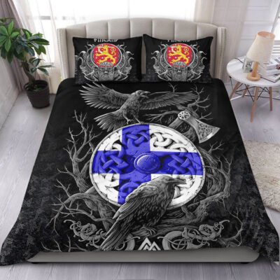 Ligerking Bedding Set - Finland Raven Odin Viking Country Bedding Set A95