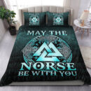 Ligerking Bedding Set - May The Norse Be With You Viking - Cyan Version Bedding Set A7