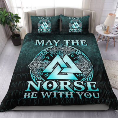 Ligerking Bedding Set - May The Norse Be With You Viking - Cyan Version Bedding Set A7