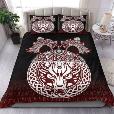 Ligerking Bedding Set - Ragnarok Fenrir,Valknut and Vegvisir Bedding Set A35