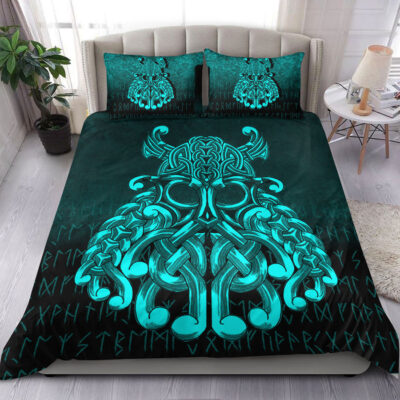 Ligerking Bedding Set - Vikings Odin Valhalla - Cyan Version Bedding Set A7