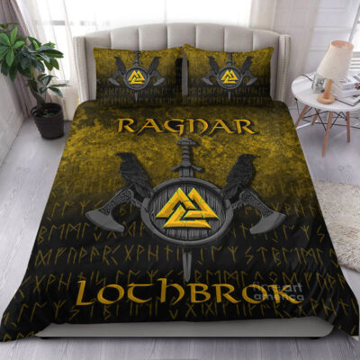 Ligerking Bedding Set - Ragnar Lothbrok - Ragnar Lodbrok - Viking Warrior - Gold Version Bedding Set A7