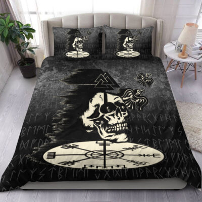 Ligerking Bedding Set -Valhalla-Skull-Ravens Bedding Set A7