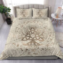 Ligerking Bedding Set - Tree of Life with Triquetra and Futhark Pastel Gold Bedding Set A7