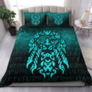 Ligerking Bedding Set - Viking God Odin Allfather In Asgard Raven God - Cyan Version Bedding Set A7