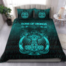 Ligerking Bedding Set - Vikings Ravens Mjolnir - Cyan Version Bedding Set A7