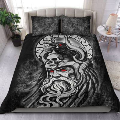 Ligerking Bedding Set - Raven Of Odin Viking Skull Viking Bedding Set A95