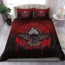 Ligerking Bedding Set - Valhalla Norse Mythology Raven Black Crow Viking - Red Version Bedding Set A7