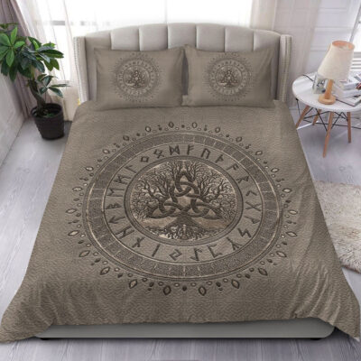 Ligerking Bedding Set - Tree of Life with Triquetra Beige Bedding Set A7