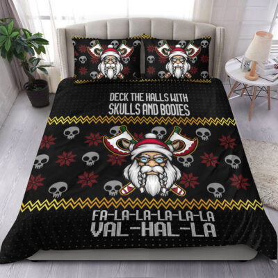 Ligerking Bedding Set - Viking Santa In Valhalla Style Christmas Bedding Set A35