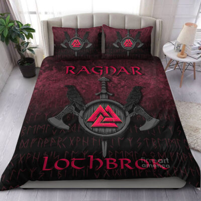 Ligerking Bedding Set - Ragnar Lothbrok - Ragnar Lodbrok - Viking Warrior - Red Version Bedding Set A7