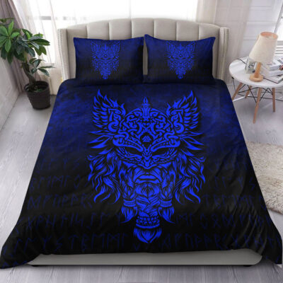Ligerking Bedding Set - Odin The Allfather Asgard God And Chief Of Aesir - Blue Version Bedding Set A7