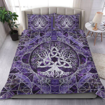 Ligerking Bedding Set - Tree of Life with Triquetra Amethyst and Silver Bedding Set A7