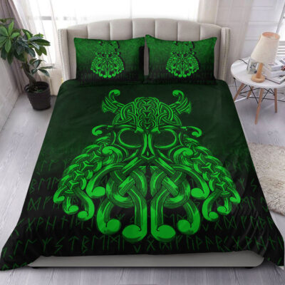 Ligerking Bedding Set - Vikings Odin Valhalla - Green Version Bedding Set A7