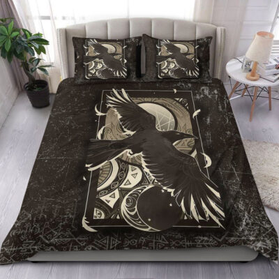 Ligerking Bedding Set - Viking Raven Celtic Sun and Moon Bedding Set A35