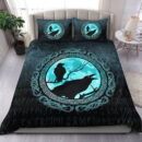 Ligerking Bedding Set - Vikings Huginn Muninn Odinâ€™s Ravens - Cyan Version Bedding Set A7