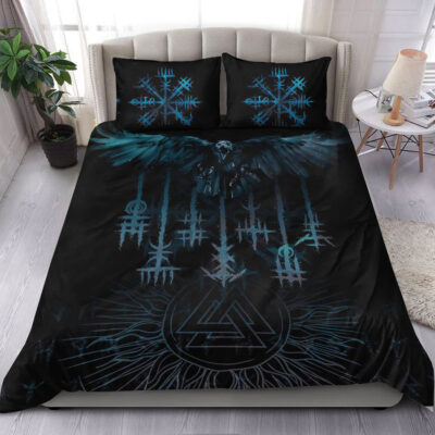 Ligerking Bedding Set - Raven and Valknut Cyan Style Bedding Set A94