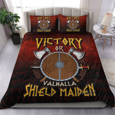 Ligerking Bedding Set - Victory or Valhalla Shield Maiden Bedding Set A7