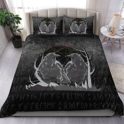 Ligerking Bedding Set -Huginn And Muninn Norse Mythology Ravens Midgard Birds Crow Bedding Set A7